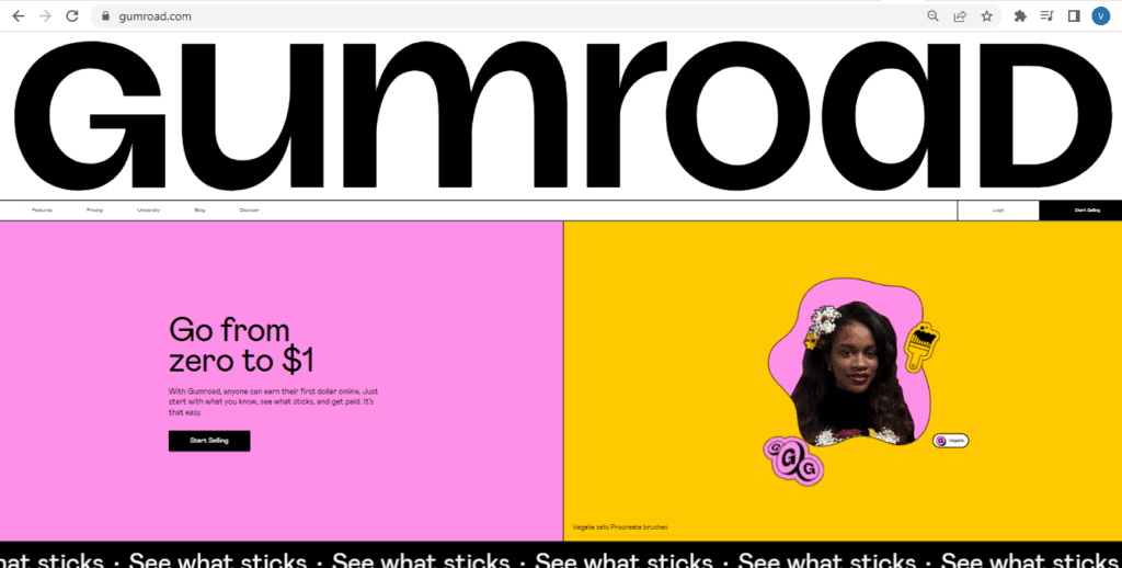 Gumroad homepage