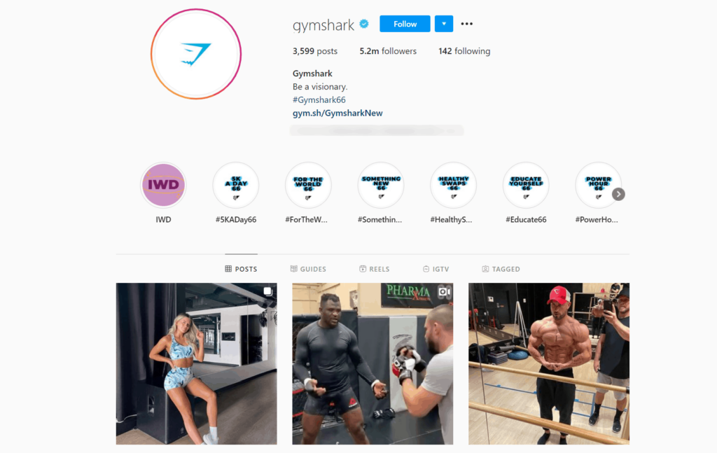 Gymshark Ecommerce Store Instagram Account Examples