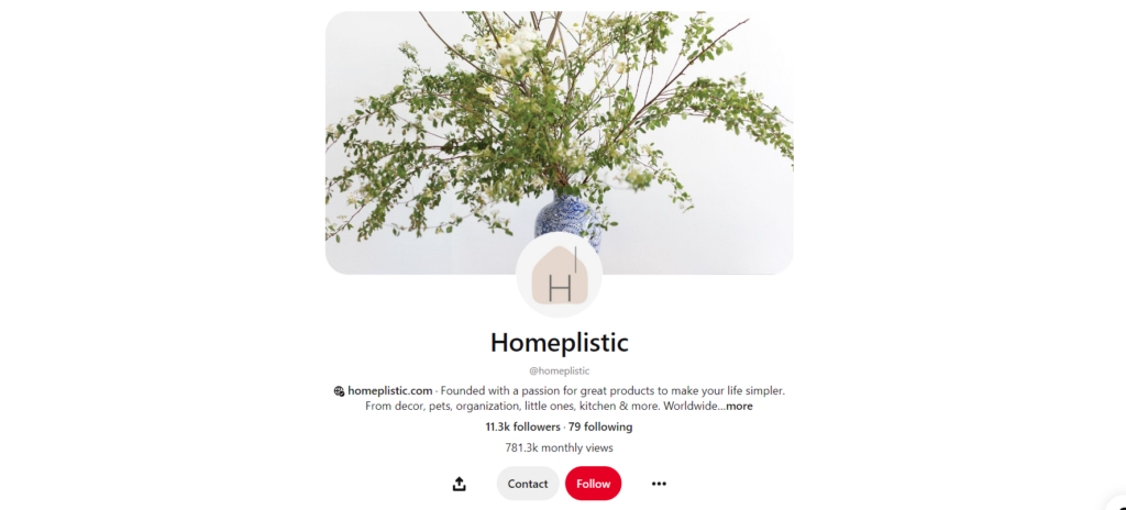 Homeplistic Pinterest profile