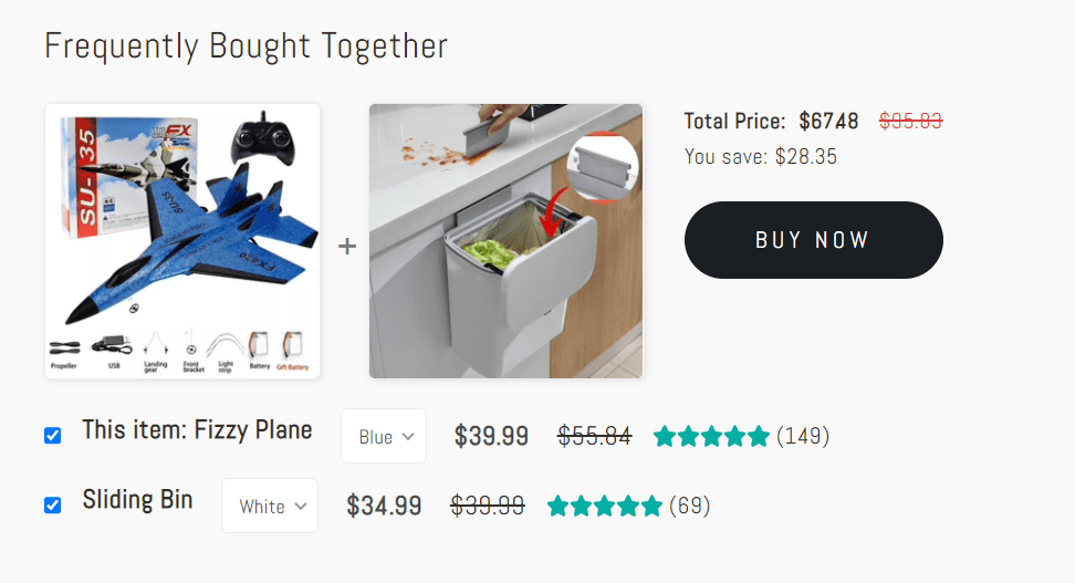 An example of them using frequently bought together