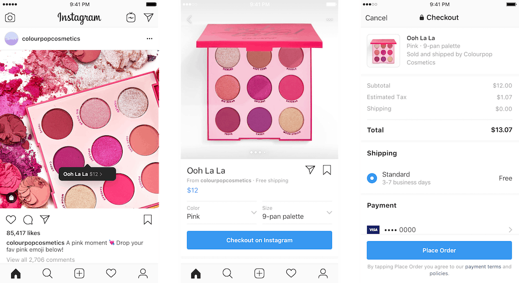 Instagram shop checkout