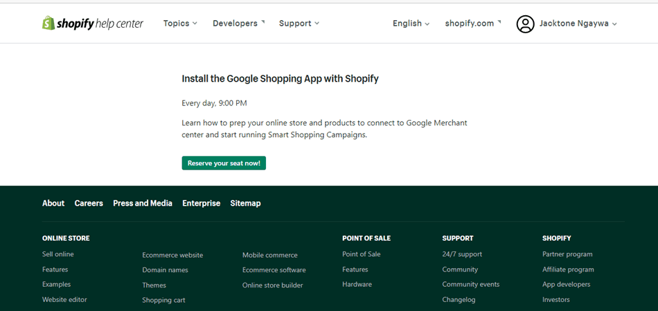 Installing Google shopping app