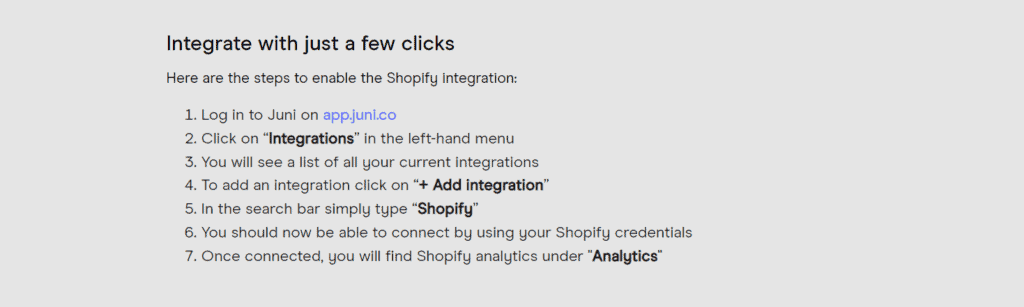 How to integrate Juni with Shopify