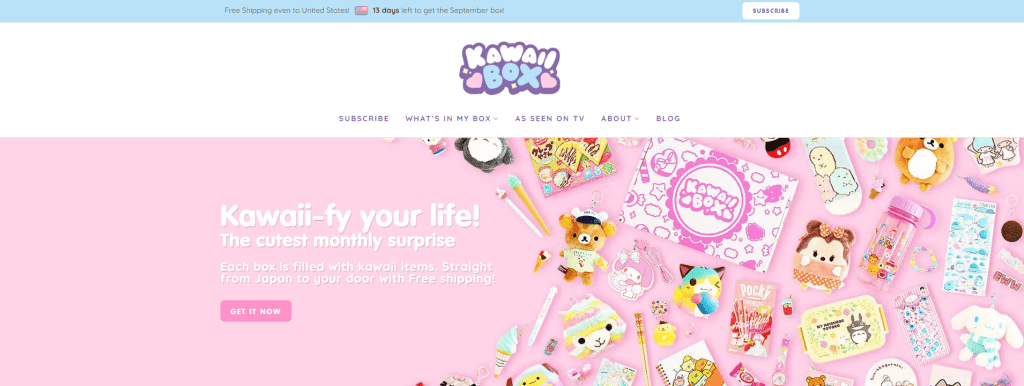 Kawaii Box homepage