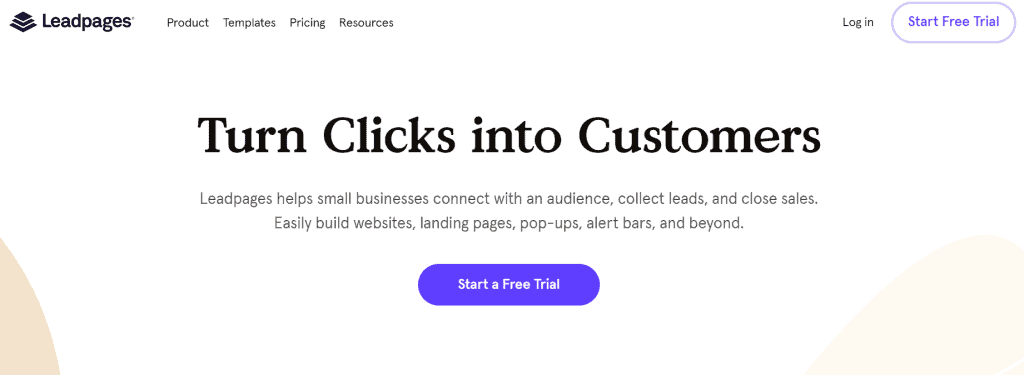 Homepage of Leadpages