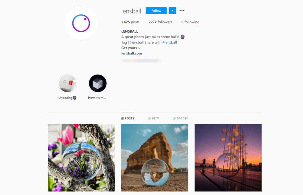 Lensball Ecommerce Store Instagram Account Examples