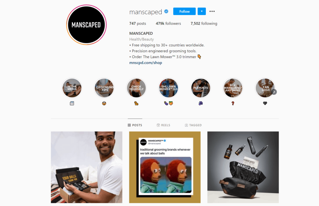 Manscaped Ecommerce Store Instagram Account Examples