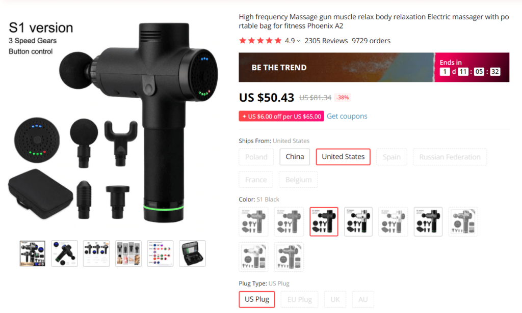 Massage gun AliExpress private label dropshipping product example