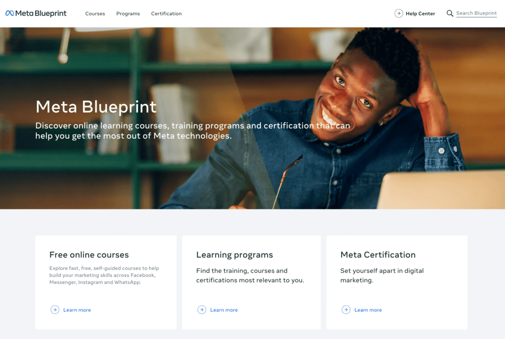 Meta Blueprint homepage 