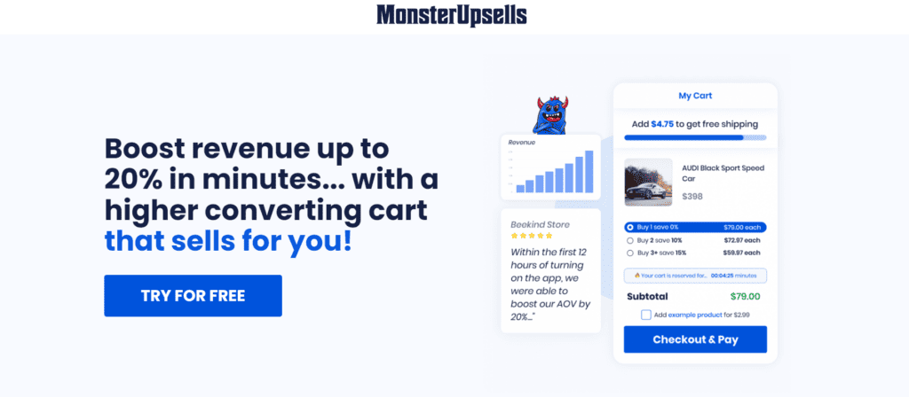 MonsterUpsells homepage