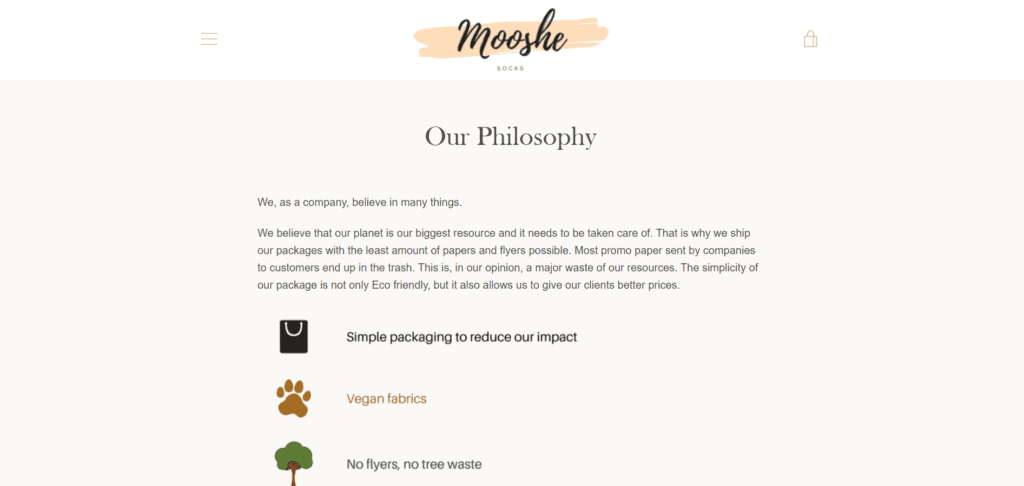 Mooshe about us page example