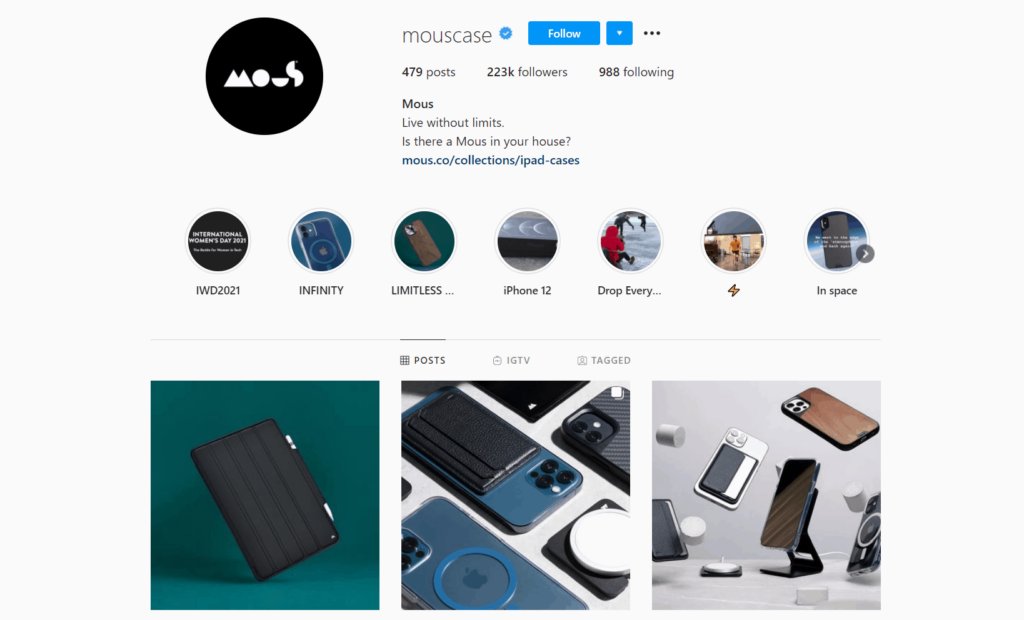 Mous Ecommerce Store Instagram Account Examples
