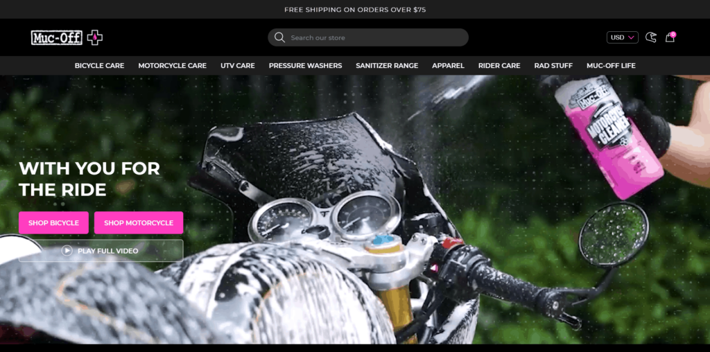 Muc-off cleaning products homepage