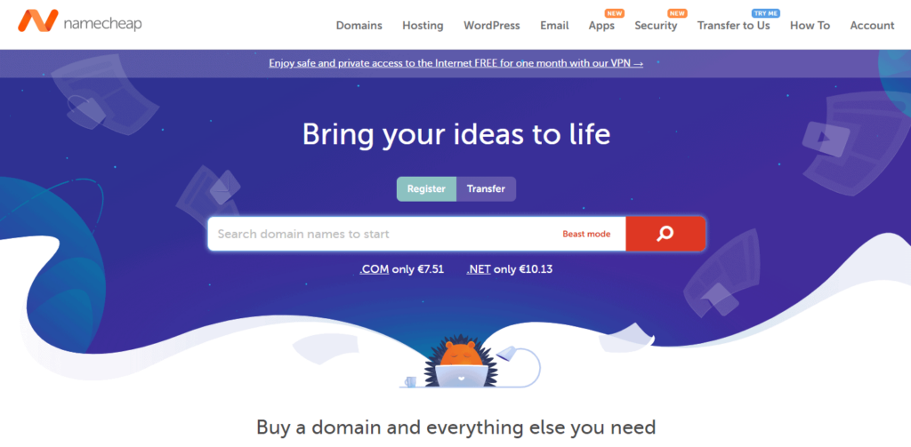 Buy a domain on Namecheap for cheap