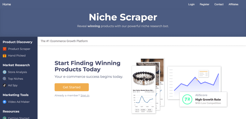 Niche Scraper homepage