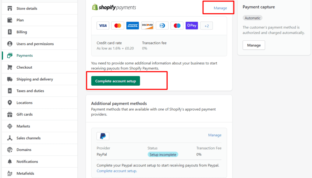 payments shopify admin settings