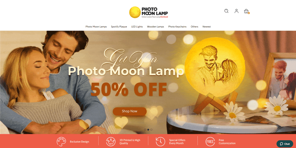 Photo Moon Lamp store homepage