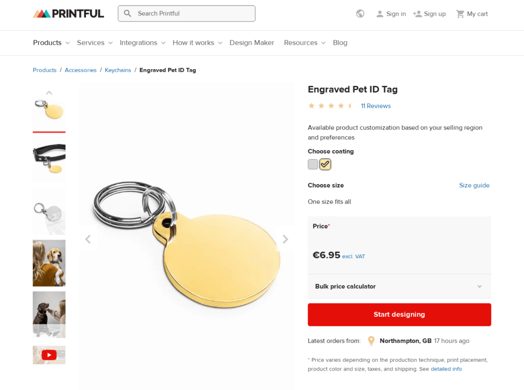 Pet ID tag customizable branded dropshipping product Printful