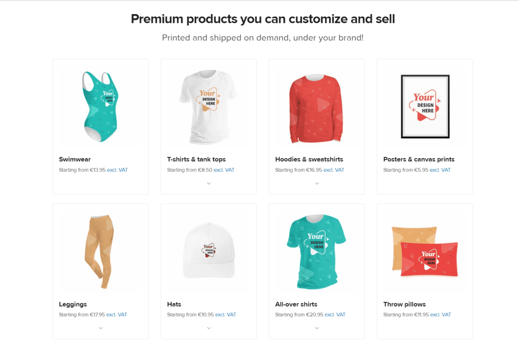 Premium print on demand product examples on Printful