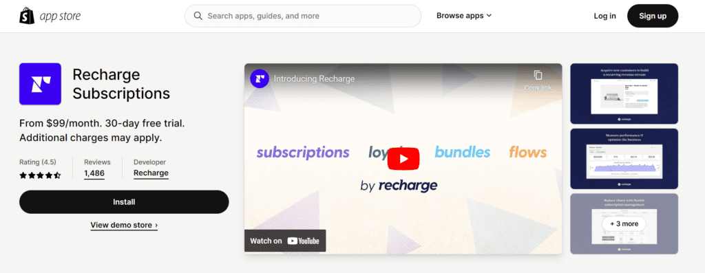 Recharge Shopify app