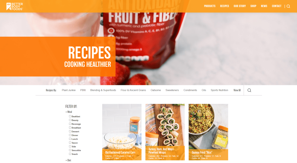 Recipes page