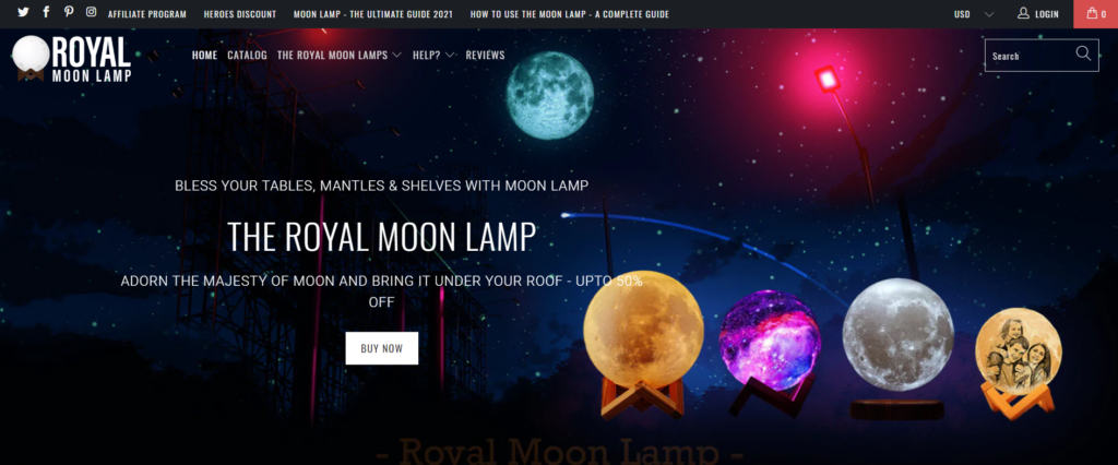 Royal Moon Lamp homepage