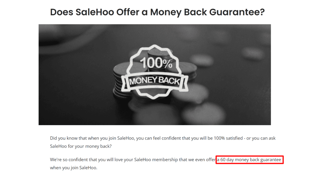 SaleHoo money back guarantee