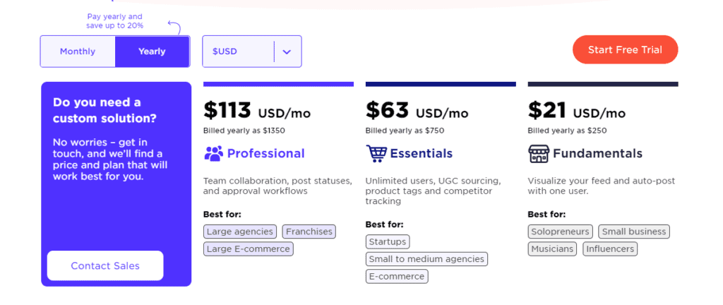 Screenshot of Skedlink pricing