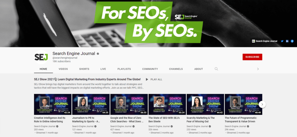 Search engine journal youtube channel
