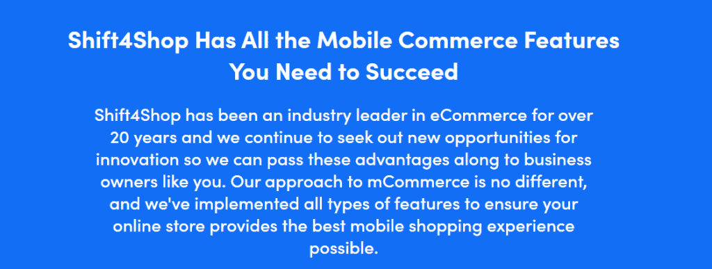 Shift4Shop mobile commerce features