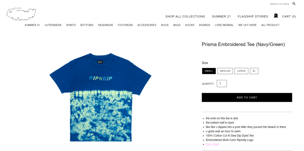 RipnDip t-shirt private label dropshipping product example