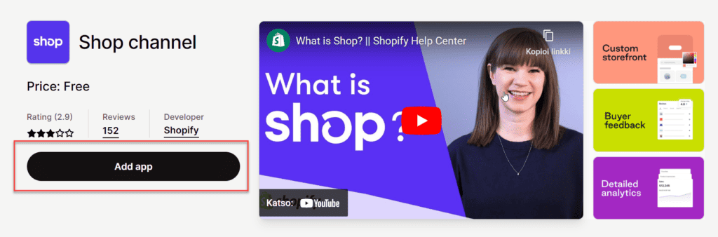 Add Shop channel App