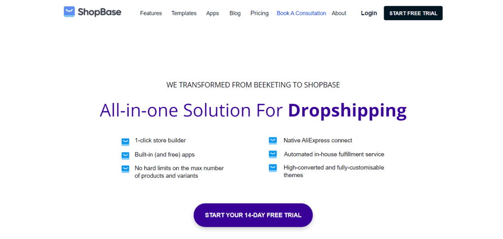 ShopBase all in one dropshipping solution