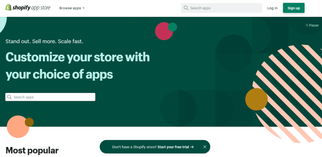App store of Shopify