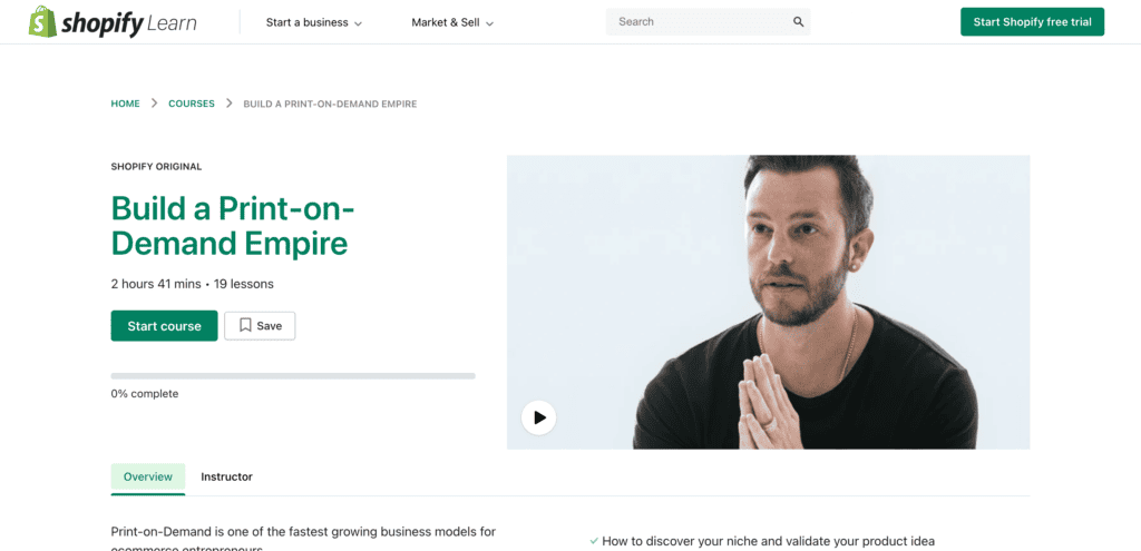 Build a print on demand empire Shopify Learn course