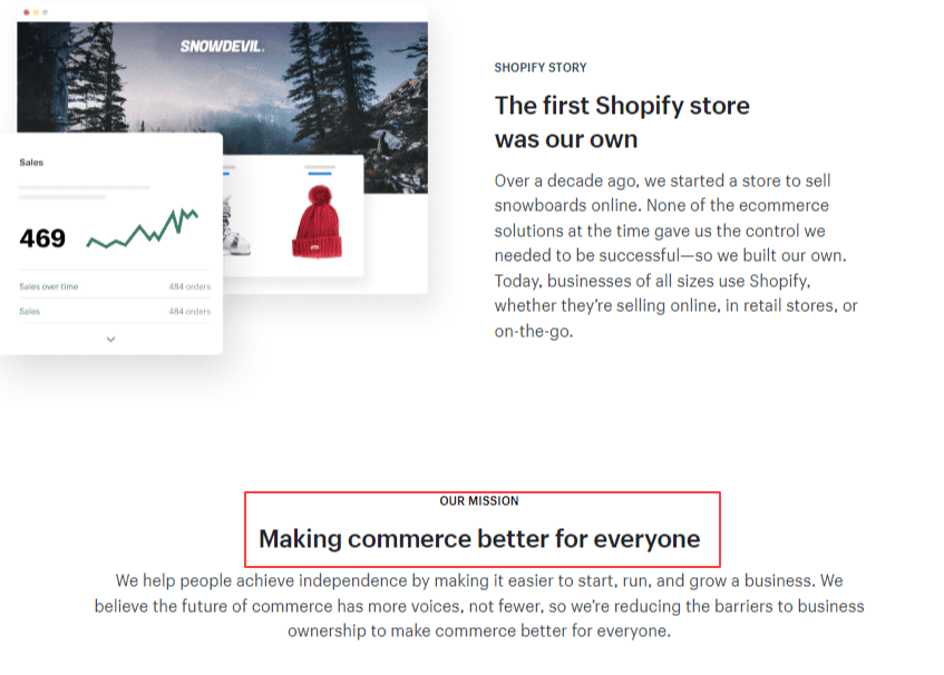 Shopify's Mission Statement: make commerce better