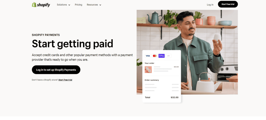Shopify Payments page