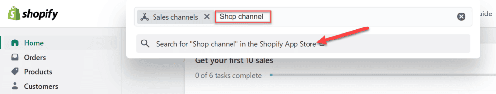 Shop channel search on Shopify