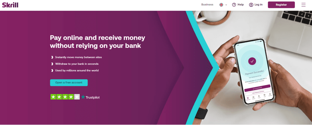 Skrill payment gateway homepage