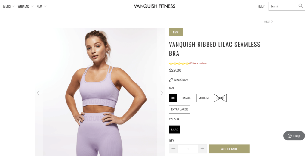 Sports bras private label dropshipping product example