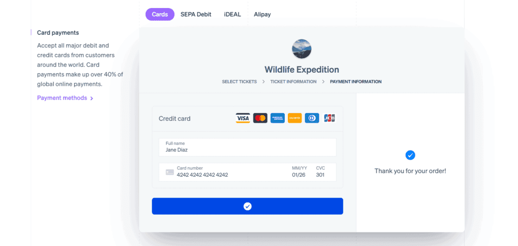 Stripe payment options