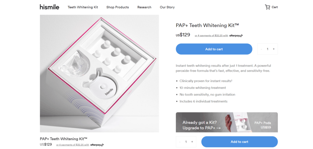 Teeth Whitening kit private label dropshipping product example HiSmile
