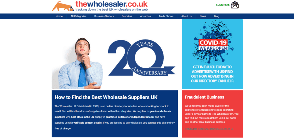 The Wholesaler homepage