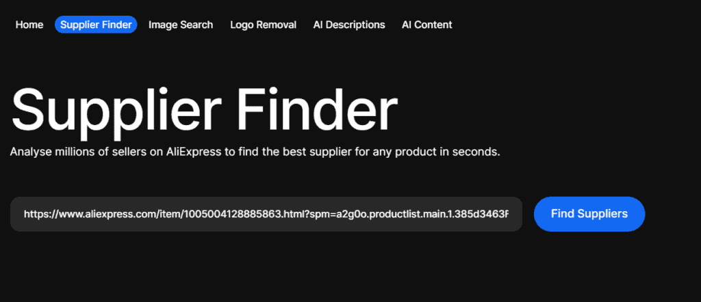 Supplier finder tool of Thieve.co