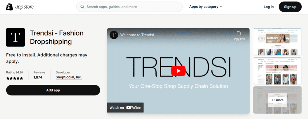 Trendsi Shopify app