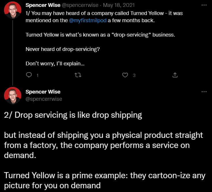 Twitter thread about Turned Yellow
