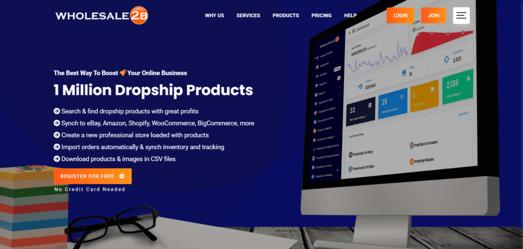Homepage of Wholesale2b