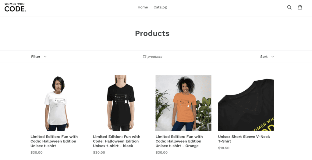 Girls Who Code apparel product page