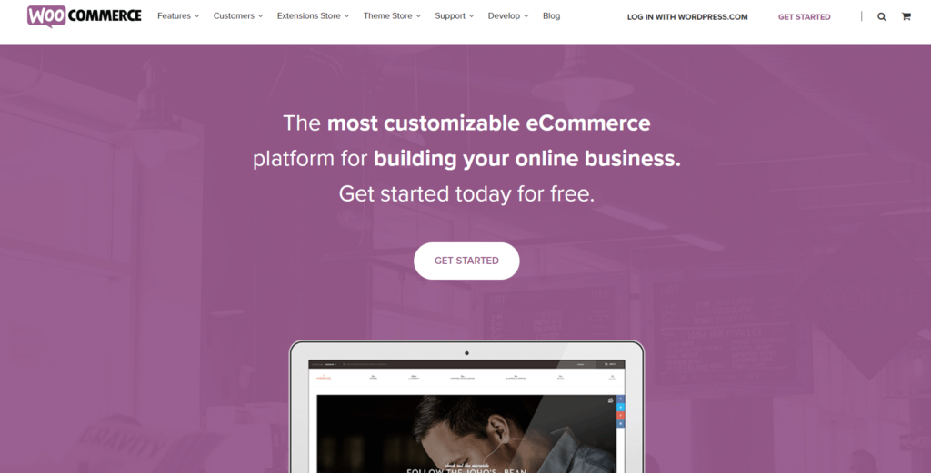 Home page of WooCommerce