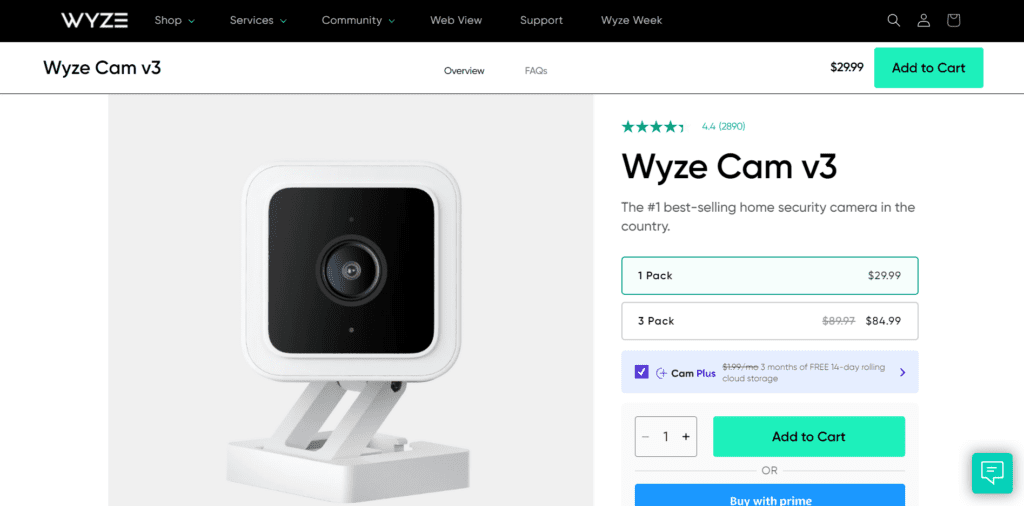 Wyze cam product page